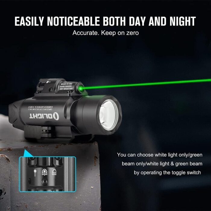 OLIGHT Baldr Pro 1350 Lumens Tactical Weaponlight with Green Light and White LED, 260 Meters Beam Distance Compatible with 1913 or GL Rail, Batteries Included(Black) - Image 8