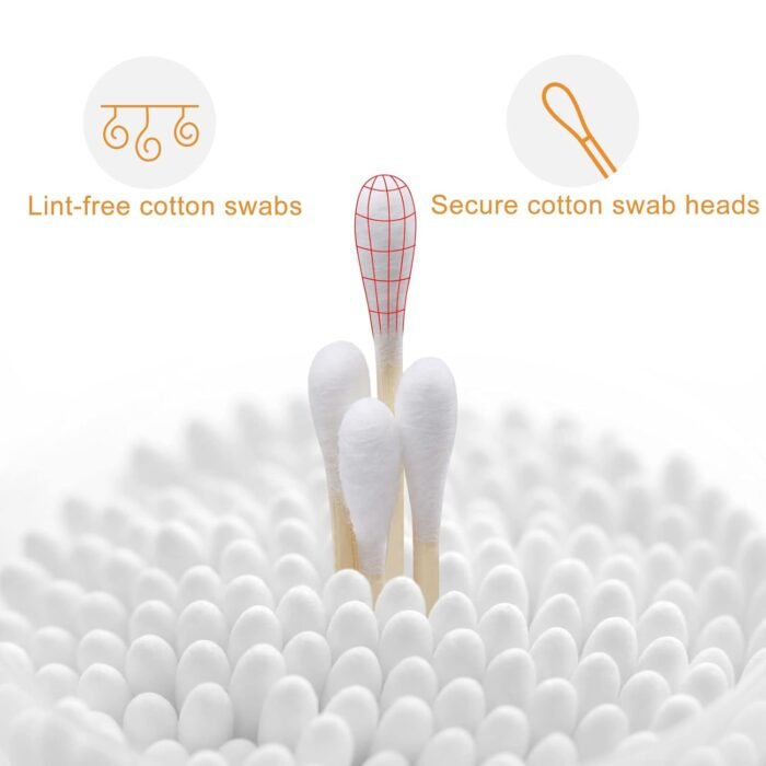 1000 ct (2000 Tips) Bamboo Cotton Swabs - Biodegradable Double Tips Cotton Buds - Natural Organic Cotton Swabs - Pure Cotton Buds For Ear Beauty & Personal Care - Image 2