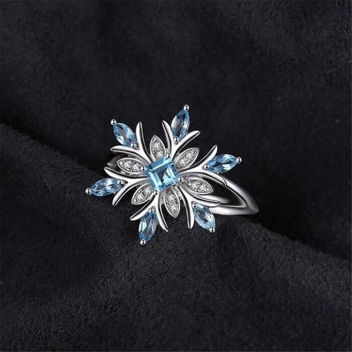 1X Women Jewellery Ring Silver Christmas Snowflake Blue Crystal Wedding Party Thumb Knuckle Ring Love Gift Size 8 Durable and Useful Deft and Fashion - Image 2