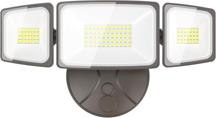Onforu 60W Flood Lights Outdoor, 6000LM Super Bright Security Lights Switch Controlled, 3 Adjustable Heads, IP65 Waterproof, 6500K Wall Mount Exterior LED Flood Light