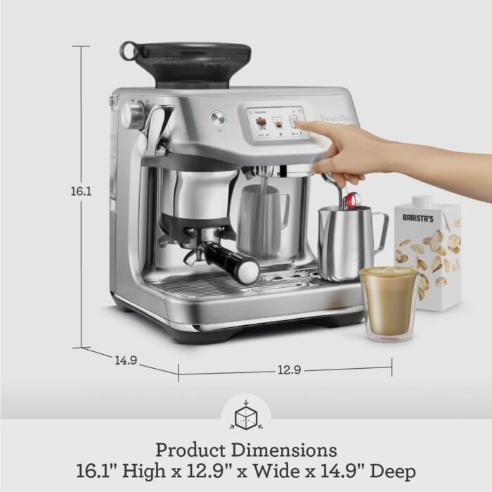 Breville the Barista Touch Impress Espresso Machine with Grinder & Milk Frother, Espresso Maker with Assisted Tamping, Cappuccino & Latte Machine for Home, BES881BSS, Brushed Stainless Steel - Image 7