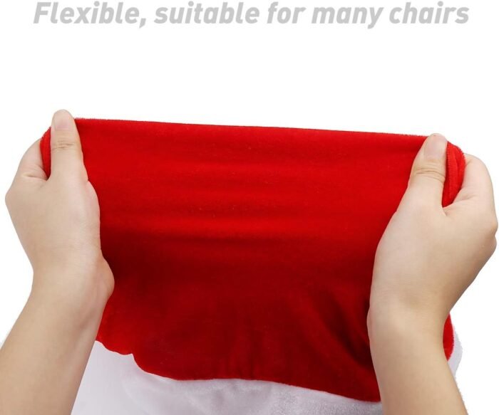 4pc Red Hat Dining Chair Slipcovers,Christmas Chair Back Covers Kitchen Chair Covers for Christmas Holiday Festival Decoration - Image 4