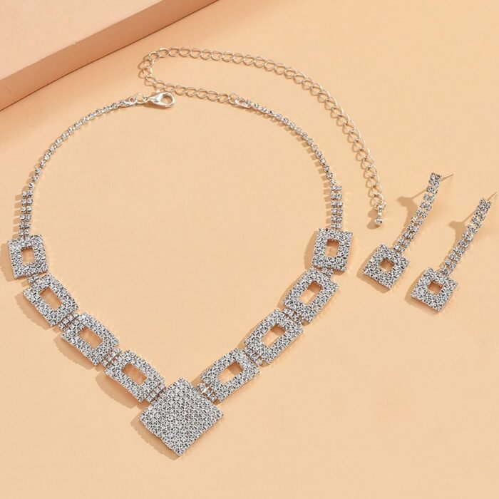 Unicra Crystal Bridal Wedding Jewelry Set Silver Rhinestone Necklace Earrings Bracelet Sets Formal Costume Jewelry for Women and Brides - Image 7