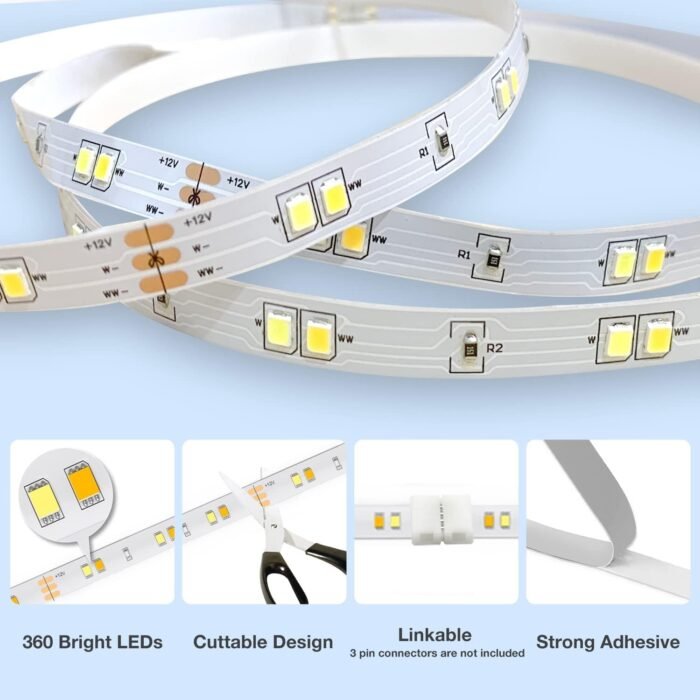 DAYBETTER Under Cabinet Lights, 6 PCS Under Cabinet Lighting with Remote, Dimmable LED Strip Lights for Bedroom, LED Lights for Kitchen Cabinet, Counter Shelf 2700K-6500K Warm to Daylight White, 9.8ft - Image 7