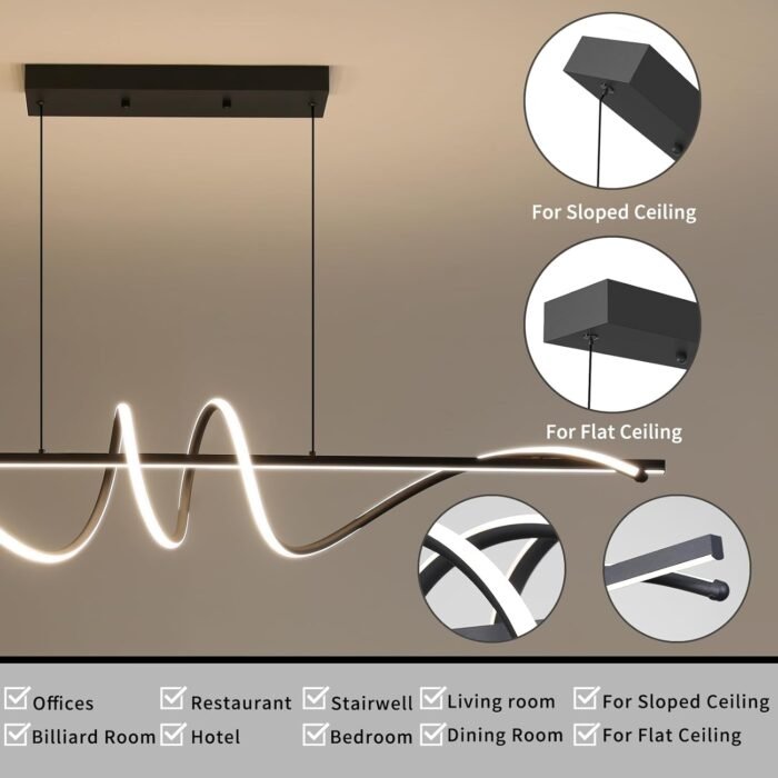 Modern LED Chandelier Light, 39IN Pendant Light Fixtures Dimmable with Remote Control 3000k-6500K Adjustable Color Temperature，Aluminum Island Lighting Lamp for Dining Room, Living Room, Island - Image 4
