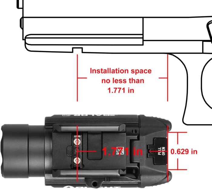 OLIGHT Baldr Pro 1350 Lumens Tactical Weaponlight with Green Light and White LED, 260 Meters Beam Distance Compatible with 1913 or GL Rail, Batteries Included(Black) - Image 4