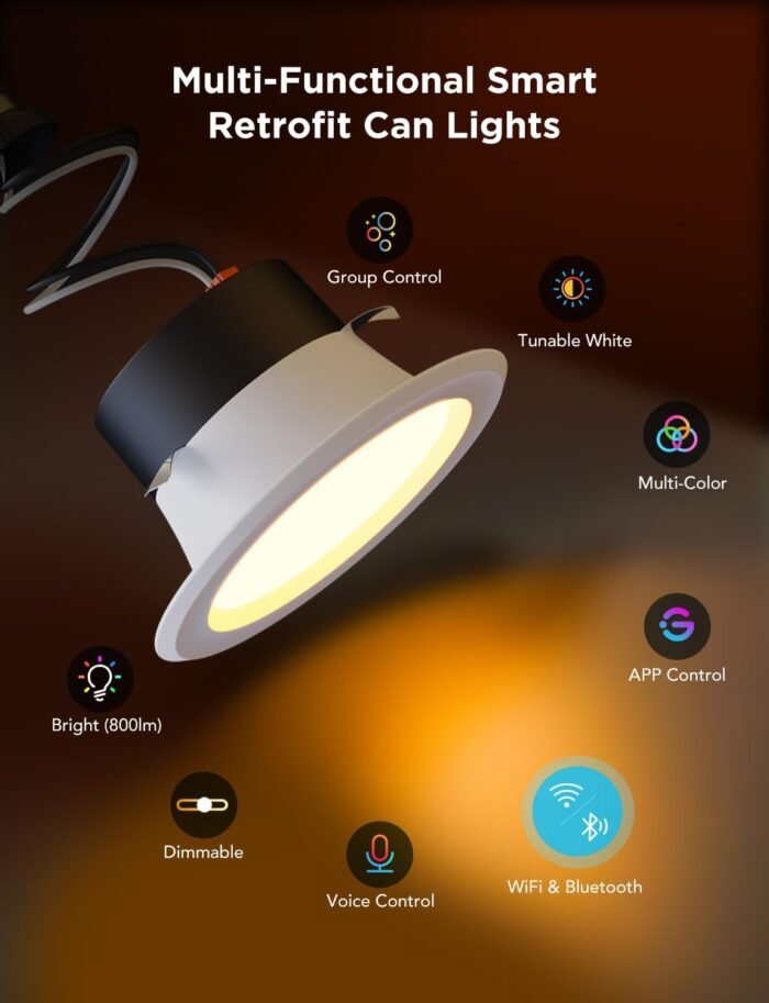 Govee Smart Retrofit Recessed Lighting 4 Inches 6 Pack - Image 6
