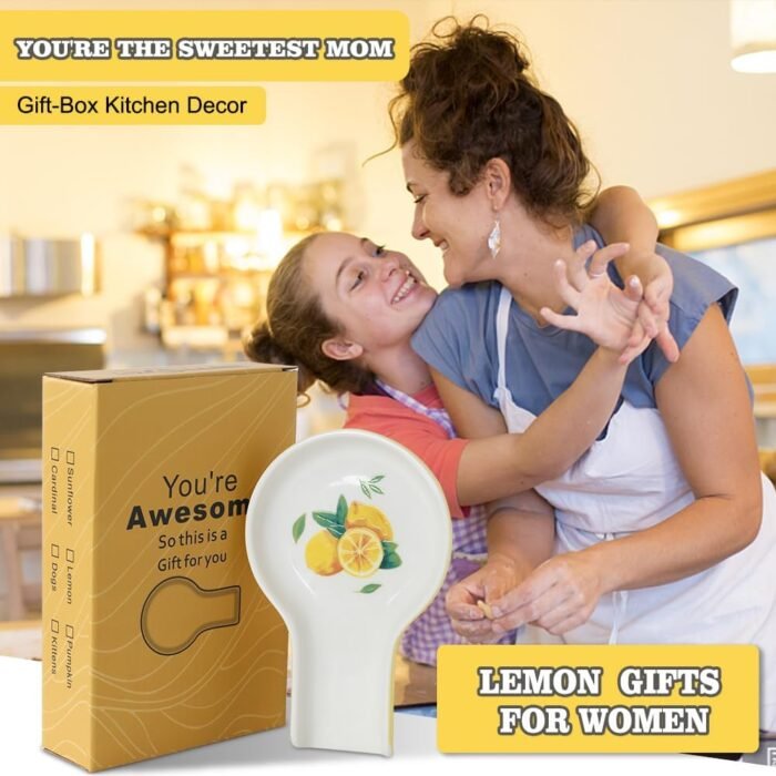 Spoon Rest - Lemon Spoon Rest for Stove Top for Cooking Spoons Spatula Lemon Kitchen Decor Ceramic Spoon Rest for Kitchen Counter with Gift Box Ready - Image 6