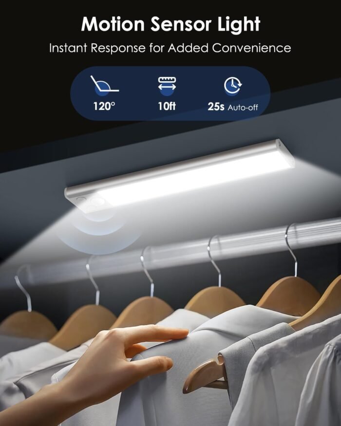 VerRon 5-Pack Under Cabinet Lighting, Upgraded 2000mAh Rechargeable Under Cabinet Lights Wireless with 3 Color Temps 68 LED, Indoor Motion Sensor Closet Lights Under-counter Light Fixtures for Kitchen - Image 4