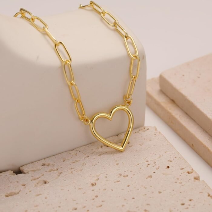 ASCOMY Dainty Gold Necklace for Women 14K Gold Plated Necklaces for Her Delicate Love Heart Necklace Heart Pendant Necklace Cute Necklaces Festival Jewelry Gift for Women - Image 6