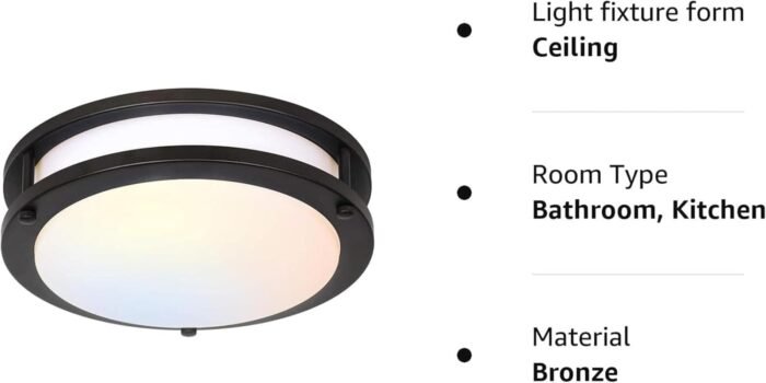 hykolity 10 inch Flush Mount LED Ceiling Light Fixture, 17W 1100lm, 2700K/3000K/3500K/4000K/5000K Adjustable Ceiling Lights, Oil Rubbed Bronze Saturn Dimmable Lighting for Hallway Bathroom or Kitchen - Image 9