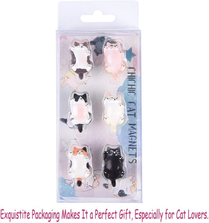 CHICHIC 6 Pack Fun Cat Refrigerator Magnets Office Magnet, Kitchen Decor Fridge Cat Ornament, Perfect for Whiteboard, Refrigerator, Map, Notes, Calendar, Lady Cats Lovers Novelty Butt - Image 2