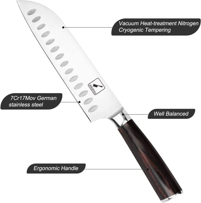 imarku Chef Knife 7 Inch Kitchen Knife Ultra Sharp Santoku Knife - 7Cr17Mov Japanese Chefs Knife, Kitchen Gadgets 2024, Birthday Gifts for Him Her, Best Christmas Gifts for Women Men - Image 2