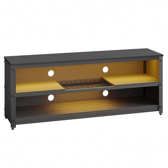 Bestier Gaming TV Stand with LED Light for TVs up to 60 Inch, Entertainment Center with Adjustable Shelves, Modern Industrial TV Media Console with Storage Shelves for Living Room Bedroom, Black - Image 9