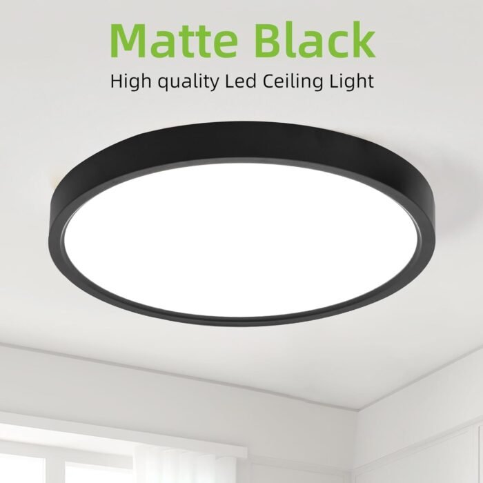 hykolity 12 Inch Selectable CCT LED Round Flat Panel Light, 24W 3000K/4000K/5000K, Edge-Lit Flush Mount Ceiling Light Fixture for Kitchen, Bedroom, Laundry and Closet Room，Black - Image 7
