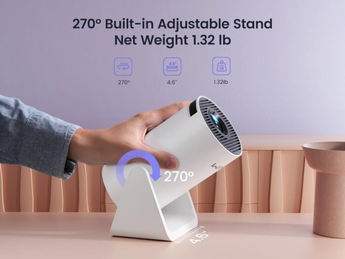 [270°Adjustable Stand] Mini projector with WiFi and Bluetooth, Outdoor Portable Movie Projector 1080P Support, Auto Keystone Home Projector for Phone/TV Stick/Laptop, WiMiUS Latest S27 - Image 2