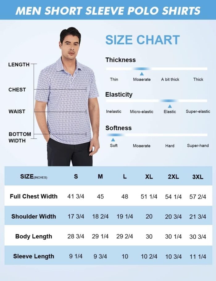 Hodaweisolp Golf Shirts for Men Dry Fit Print Moisture Wicking Performance Short Sleeve Polo Shirt - Image 6