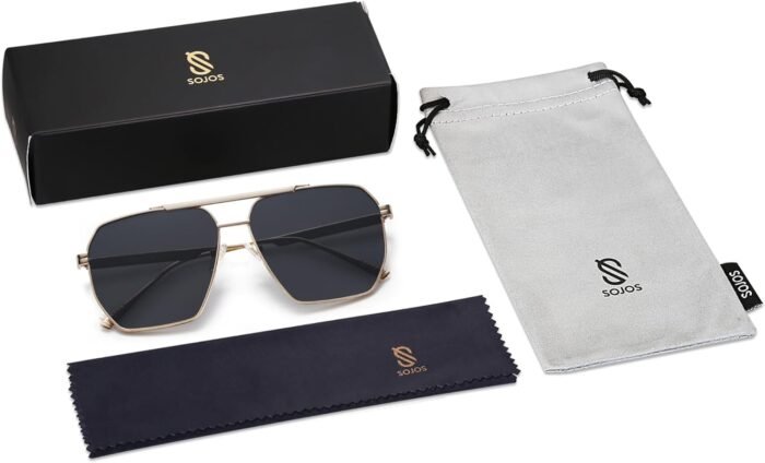 SOJOS Retro Oversized Square Polarized Sunglasses for Women and Men Vintage Shades Classic Large Metal Sun Glasses - Image 6