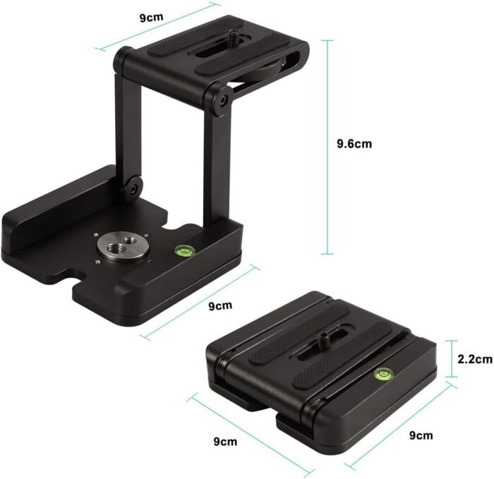 Universal Quick Release Plate, Z Flex Tilt Tripod Head, Aluminum Folding Tilt Head Camera Bracket Tripod Ball Head with Spirit Level for Nikon DSLR Camera - Image 2