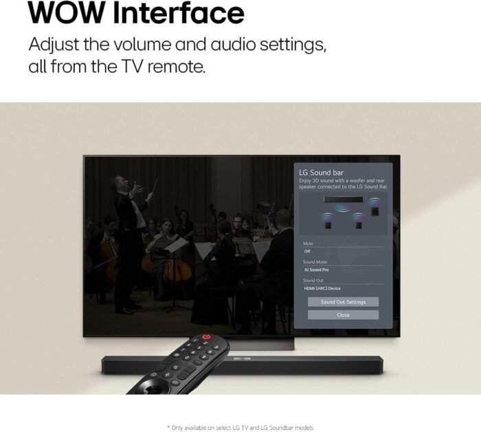 LG S40TR 4.1 ch. Soundbar with Wireless Subwoofer and Rear Surround Speaker Included, TV Synergy, Wow Interface, AI Sound Pro, 2024 New Model - Image 4