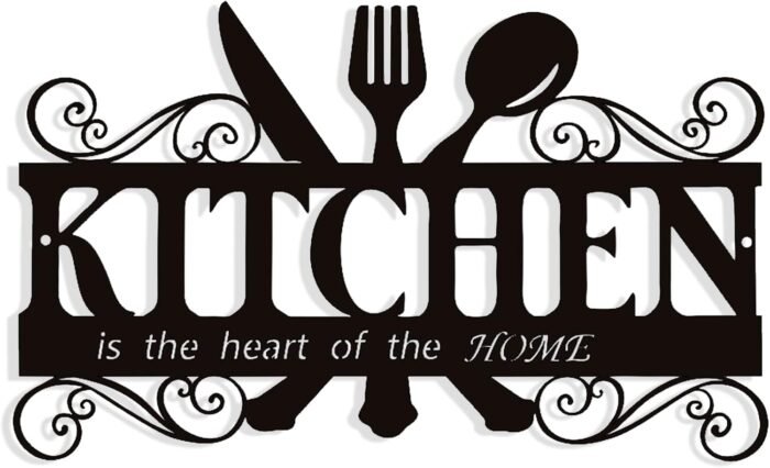 Metal Rustic Kitchen Decor Signs Decoraions For Wall, Country Farmhouse Decoration for Dining Room, 13.8 x 8.8 Inches (Black)