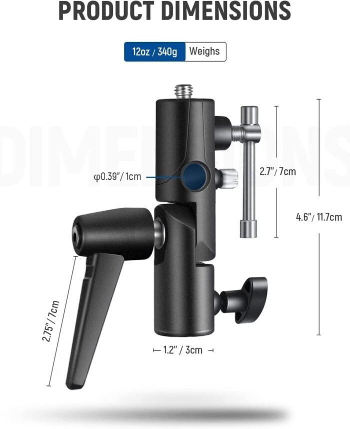 NEEWER Camera Flash Bracket H Type Mount with Umbrella Softbox Holder, 180° Swivel Adjustable Metal Light Stand Adapter with 1/4" to 3/8" Screw Adapter for Speedlite LED Light Stand Tripod (2 Pack) - Image 8