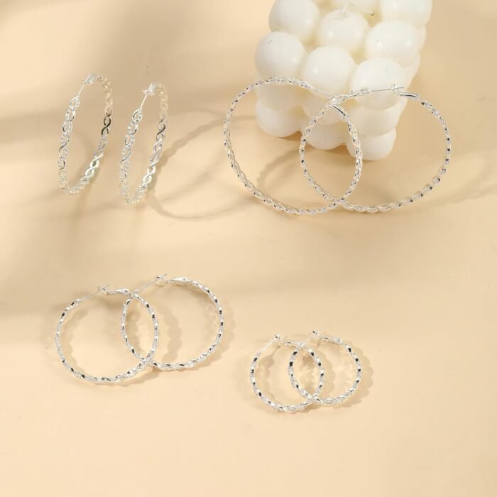 Senteria 925 Sterling Silver Earrings Hoops for Women Lightweight Twisted Hoop Earrings With Cubic Zirconia Hypoallergenic Hoops Earrings (20/30/40/50/60MM) - Image 6