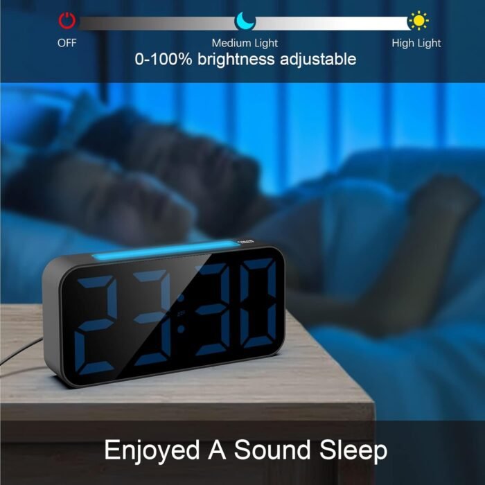 Alarm Clocks for Heavy Sleepers, Vibrating Alarm Clock with Bed Shaker, Night Light, Large Display, Dimmable Loud Clock for Adults Hearing Impaired Deaf Seniors Teens - Image 3