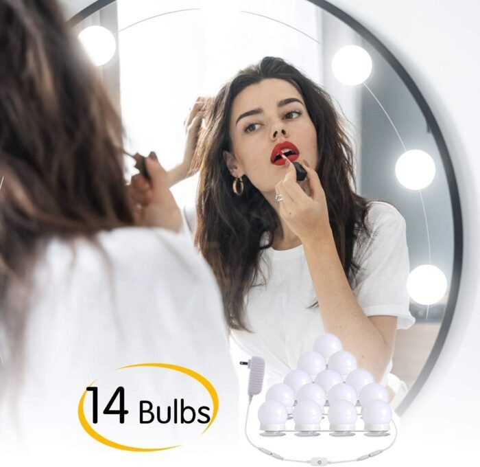 Brightown 14 Bulb Dimmable Hollywood Makeup Mirror Lights, 22Ft Adjustable Vanity Lighting Fixtures for Full Length Mirror (Mirror Not Included) - Image 2