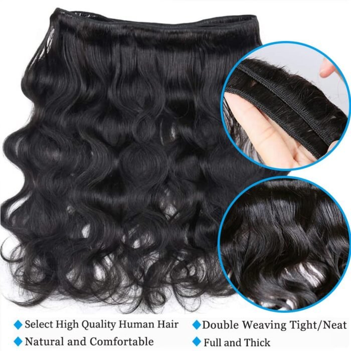 Cirvty 12A Human Hair Bundles Brazilian Body Wave Hair Bundles 14 16 18 Inch 100% Unprocessed Virgin Weave 3 Bundles Human Hair Body Wave Human Hair Bundles Deals Natural Black - Image 3