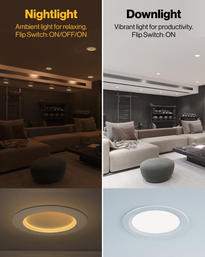 Sunco 12 Pack 6 Inch Ultra Thin LED Recessed Ceiling Lights Slim, Night Light, Baffle Trim, 2700K/3000K/4000K/5000K/6000K Selectable, Dimmable, 14W, Canless Wafer with Junction Box - ETL - Image 2