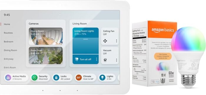 Echo Hub with Amazon Basics Smart Color Bulb - Image 2