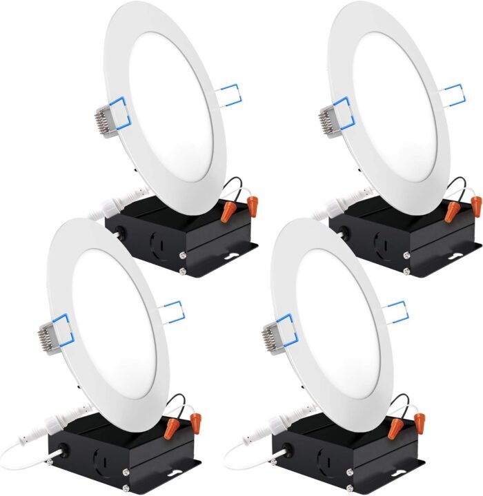 Sunco 4 Pack 6 Inch Ultra Thin LED Recessed Ceiling Lights Slim, 5000K Daylight, Dimmable, 14W=100W, Wafer Thin, Canless with Junction Box - ETL