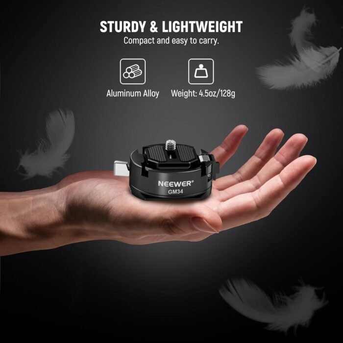 Neewer GM34 Camera Quick Release Plate Kit, Quick Switch Auto Lock Square QR Mount Plate with Arca Type Clamp Base, Compatible with Arca Swiss Peak Design Capture V3 Camera Clip, Max Load 11lb/5kg - Image 8