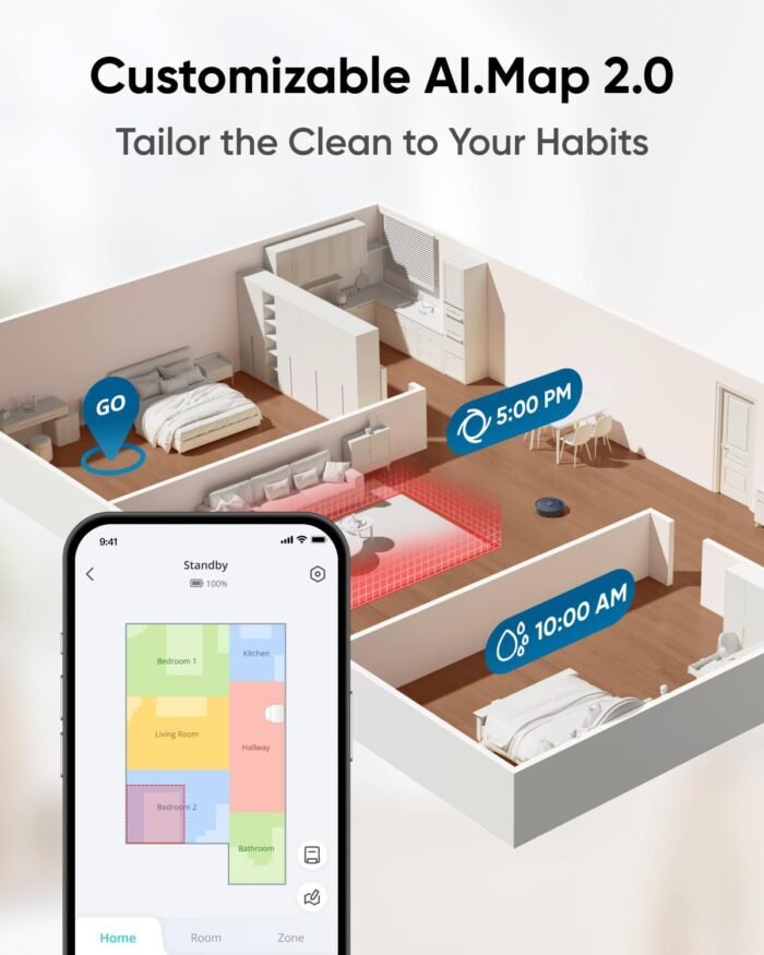 eufy X10 Pro Omni Robot Vacuum and Mop with 8,000 Pa Suction, Dual Mops with 12 mm Auto-Lift and Carpet Detection, AI Obstacle Avoidance, Auto Mop Washing, Auto Drying, Self-Emptying, Self-Refilling - Image 6