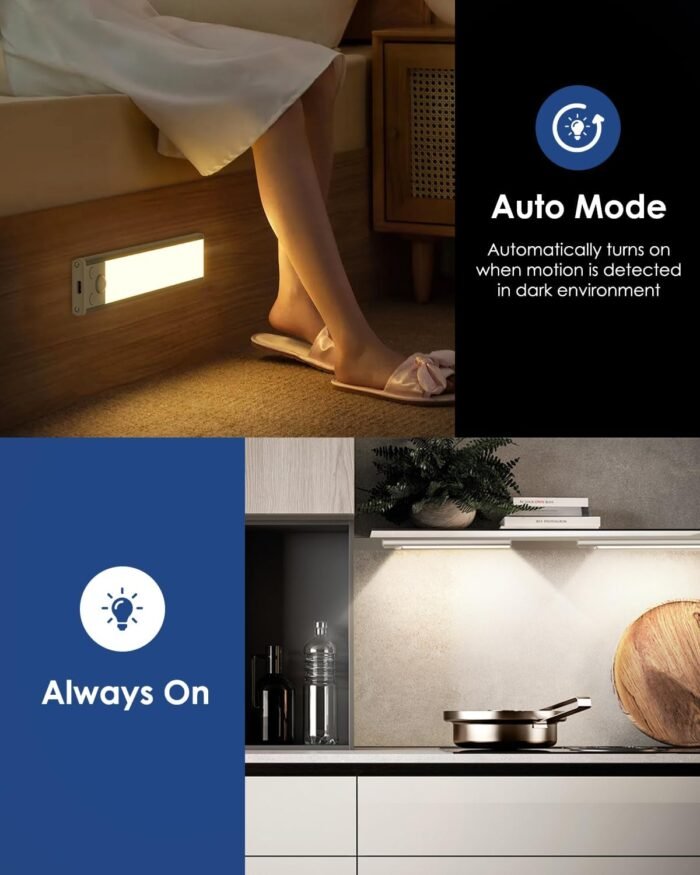 VerRon 5-Pack Under Cabinet Lighting, Upgraded 2000mAh Rechargeable Under Cabinet Lights Wireless with 3 Color Temps 68 LED, Indoor Motion Sensor Closet Lights Under-counter Light Fixtures for Kitchen - Image 6