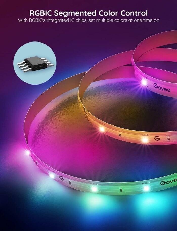 Govee RGBIC Alexa LED Strip Light 16.4ft, Smart WiFi LED Lights Work with Alexa and Google Assistant, Segmented DIY, Music Sync, Color Changing LED Strip Lights for Room, Bedroom, Christmas - Image 8