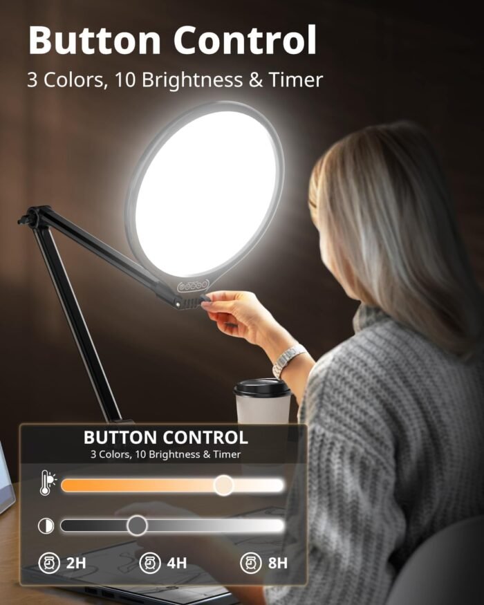 UBeesize 10" Key Light for Streaming, Desk Ring Light with Adjustable Arm, Zoom Lighting for Home Office, Gaming, Podcast, Video Calls, and Recording - Image 3