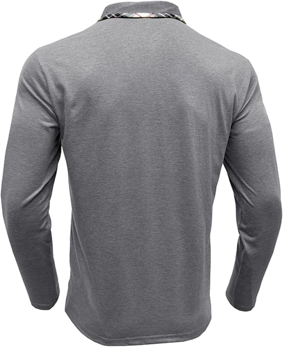 Mens Long Sleeve Polo Shirts Flip Collar Golf Tops Button V Neck Solid Color T Shirts Casual Cotton Tees with Pocket - Image 5