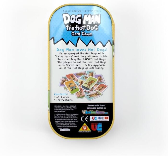 University Games Dog Man Hot Dog Card Game in a Tin , The Fast and Frenzied Collection Game for Kids Featuring Art from the Dog Man Books by Dav Pilkey, for Players Ages 6 and Up - Image 2