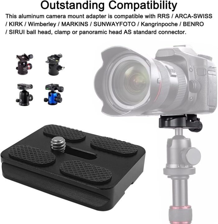 2 Pack 50mm Camera Quick Release Plate with 1/4 "-20 Camera Screw, Tripod Mount Plate Fits Arca Swiss Standard Type Clamp for Camera Tripod Ball Head Ballhead (PU50) - Image 4