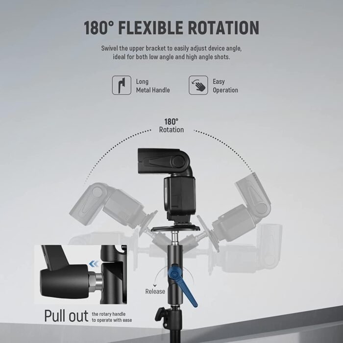 NEEWER Camera Flash Bracket H Type Mount with Umbrella Softbox Holder, 180° Swivel Adjustable Metal Light Stand Adapter with 1/4" to 3/8" Screw Adapter for Speedlite LED Light Stand Tripod (2 Pack) - Image 2