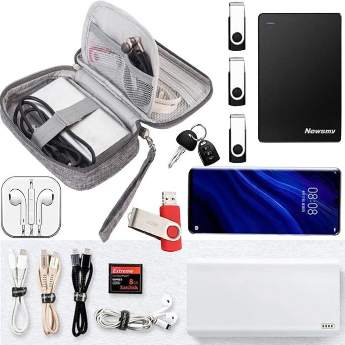Electronic Organizer, Compact Cable Organizer, Portable Cord Organizer, Travel Organizer Bag for Cable, Charger, Phone, USB, SD Card, Earphones More Out-Going, Business Travel Gadget Bag, Black - Image 4