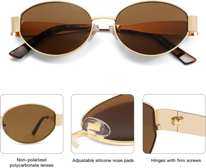 SOJOS Retro Oval Sunglasses for Women Trendy Sun Glasses Classic Shades UV400 Protection SJ1217 - Image 4