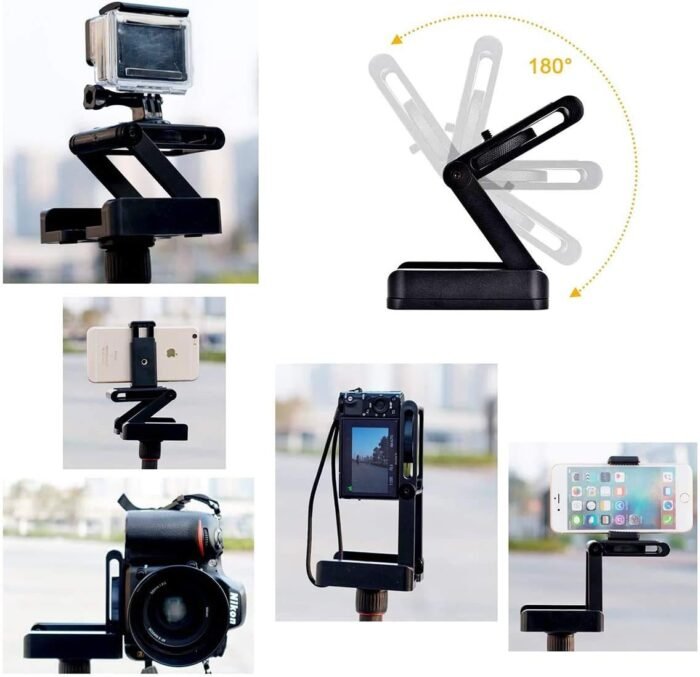 Universal Quick Release Plate, Z Flex Tilt Tripod Head, Aluminum Folding Tilt Head Camera Bracket Tripod Ball Head with Spirit Level for Nikon DSLR Camera - Image 7