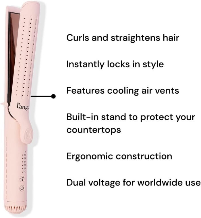L'ANGE HAIR Le Duo Grande 360° Airflow Styler | 2-in-1 Curling Wand & Titanium Flat Iron Professional Hair Straightener and Curler with Cooling Air Vents to Lock in Style | Adjustable Temp (Blush) - Image 8