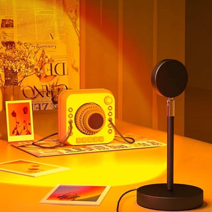 Balkwan Sunset Lamp Projection Rotation Rainbow Lamp Led Romantic Visual Led Light Network Red Light with USB Modern Floor Stand Night Light Living Room Bedroom Decor (Sunset Red) - Image 5