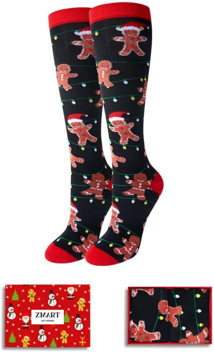 Zmart Christmas Gifts Stocking Socks For Women - Gingerbread Secret Santa Socks Xmas Stocking Stuffers For Her Mom