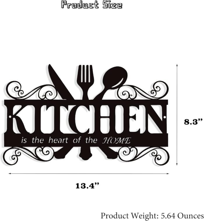 Metal Rustic Kitchen Decor Signs Decoraions For Wall, Country Farmhouse Decoration for Dining Room, 13.8 x 8.8 Inches (Black) - Image 3