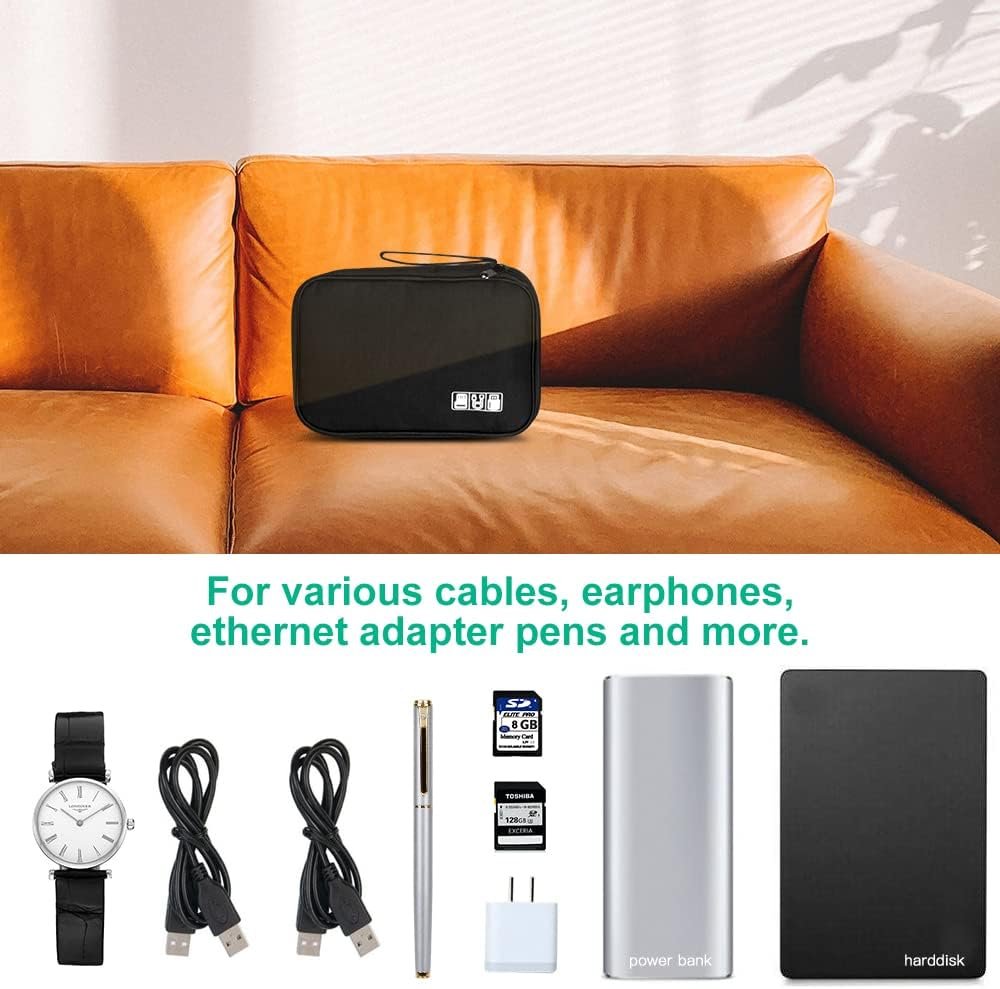 HCFGS Electronics Organizer Travel Case,Travel Cord Organizer Travel Cable Organizer Bag,Charger Organizer,Tech Organizer as Travel Accessories for Charger,Phone,Hard Drive,USB Cable-Black - Image 7